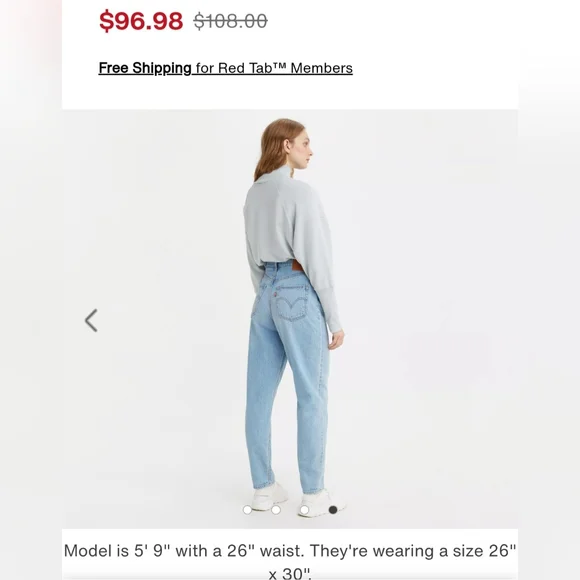 Levis High Loose Taper Jeans W27 - Picture 4 of 6